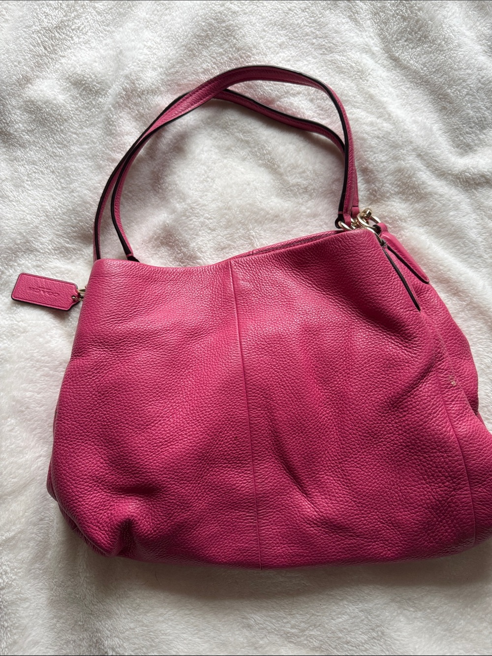 Coach Hot Pink Pebbled Leather Shoulder Bag